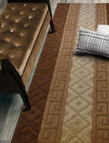 ORFA HOME Custom Size Hallway Runner Rug, Slip Resistant, 26 Inch Wide X Your Choice of Length, Meander Brown, 26 Inch X 19 feet