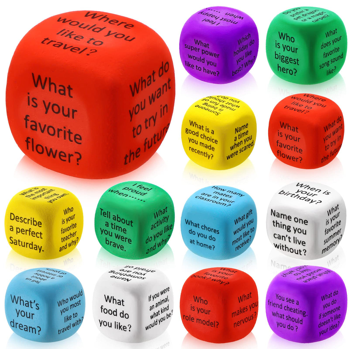 Hanaive 12 Pcs Learning Conversation Cubes Social Emotional Learning Activities Family Dice Game Speech Therapy For Kids Teacher