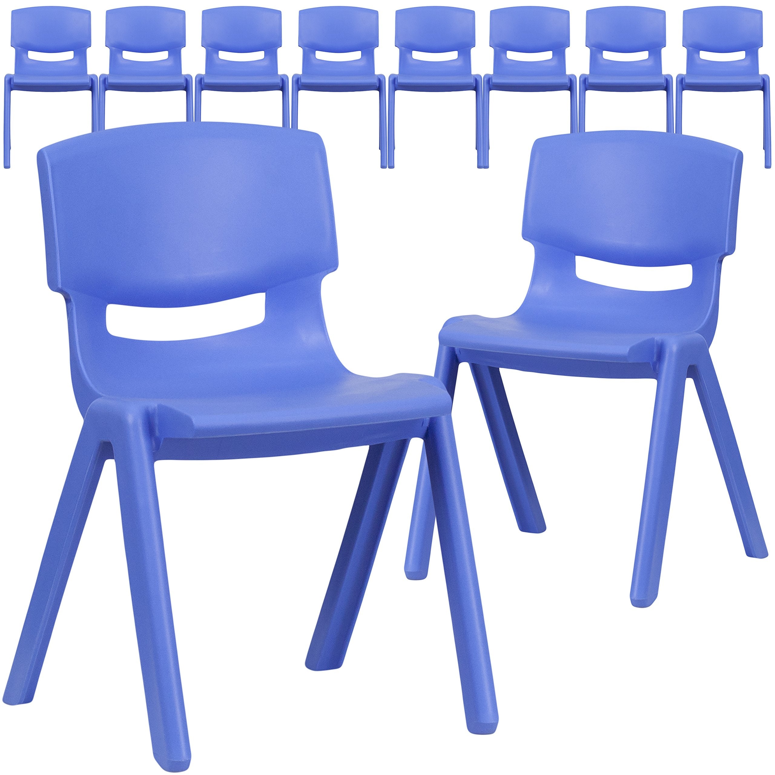 10 Pk. Blue Plastic Stackable School Chair with 13.25 Seat Height