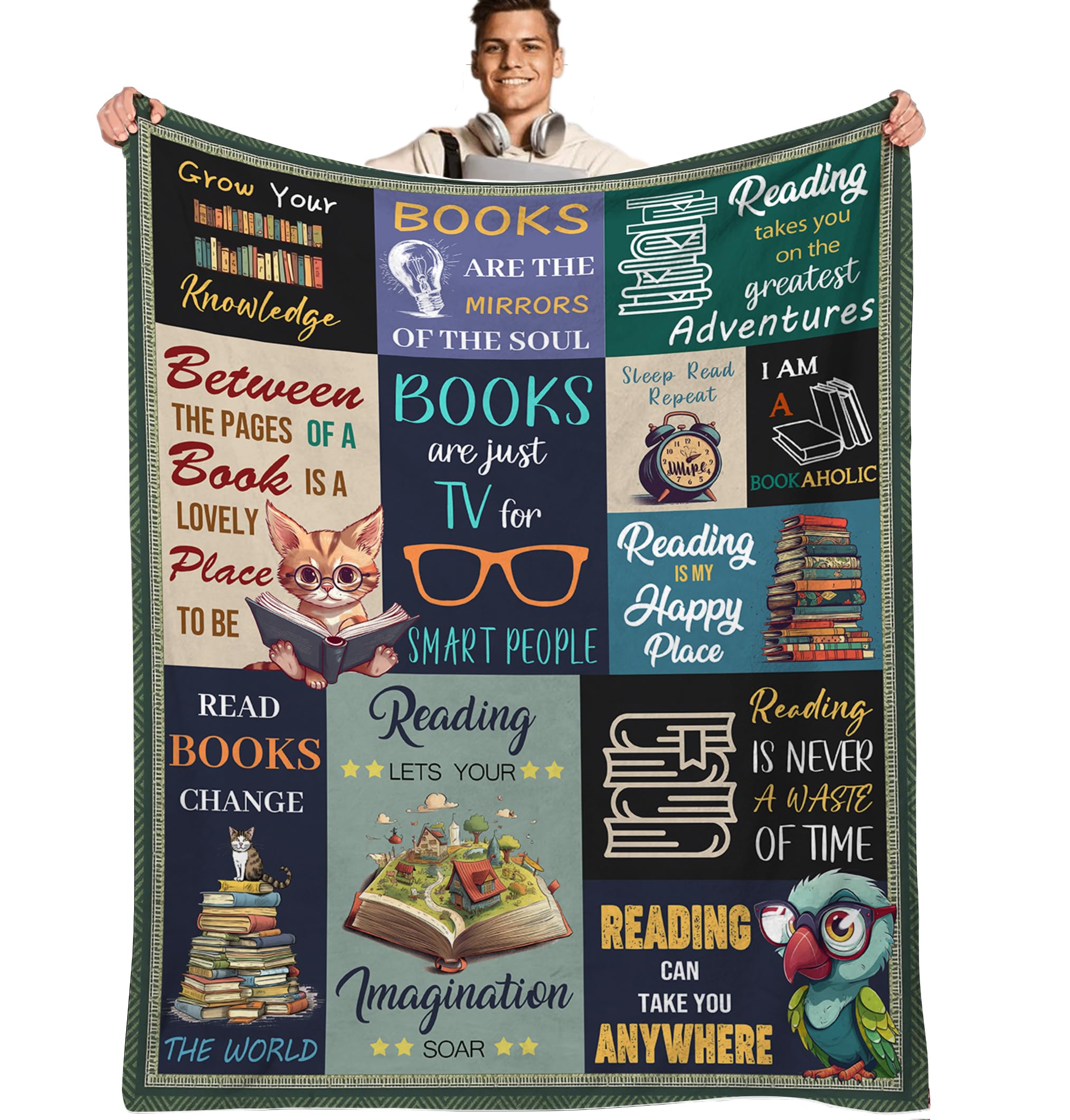 Fiwbnasz Book Lovers Gifts Women, Librarian Gifts For Women, Book Club Gifts For Women Kids Ideas, Book Blanket Reading Blanket