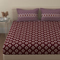 Huesland By Ahmedabad Cotton 144 Tc Cotton Bedsheet For Double Bed King Size With 2 Pillow Covers | Magenta & White