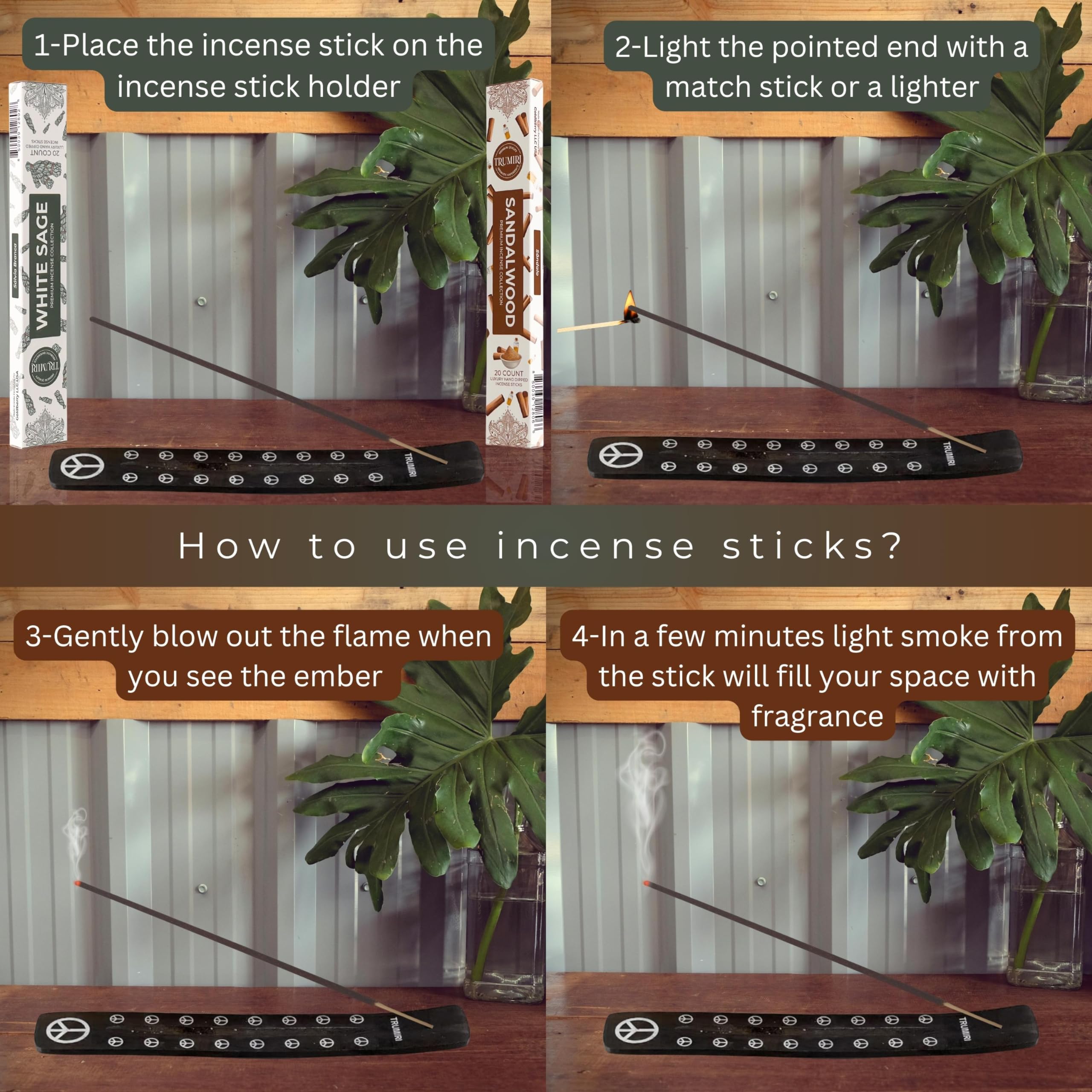 Trumiri Incense Sticks - Combo Pack Of 40 Insence-Sticks - 20 White Sage + 20 Sandalwood - Insenses - Insents - Incents - Inscen