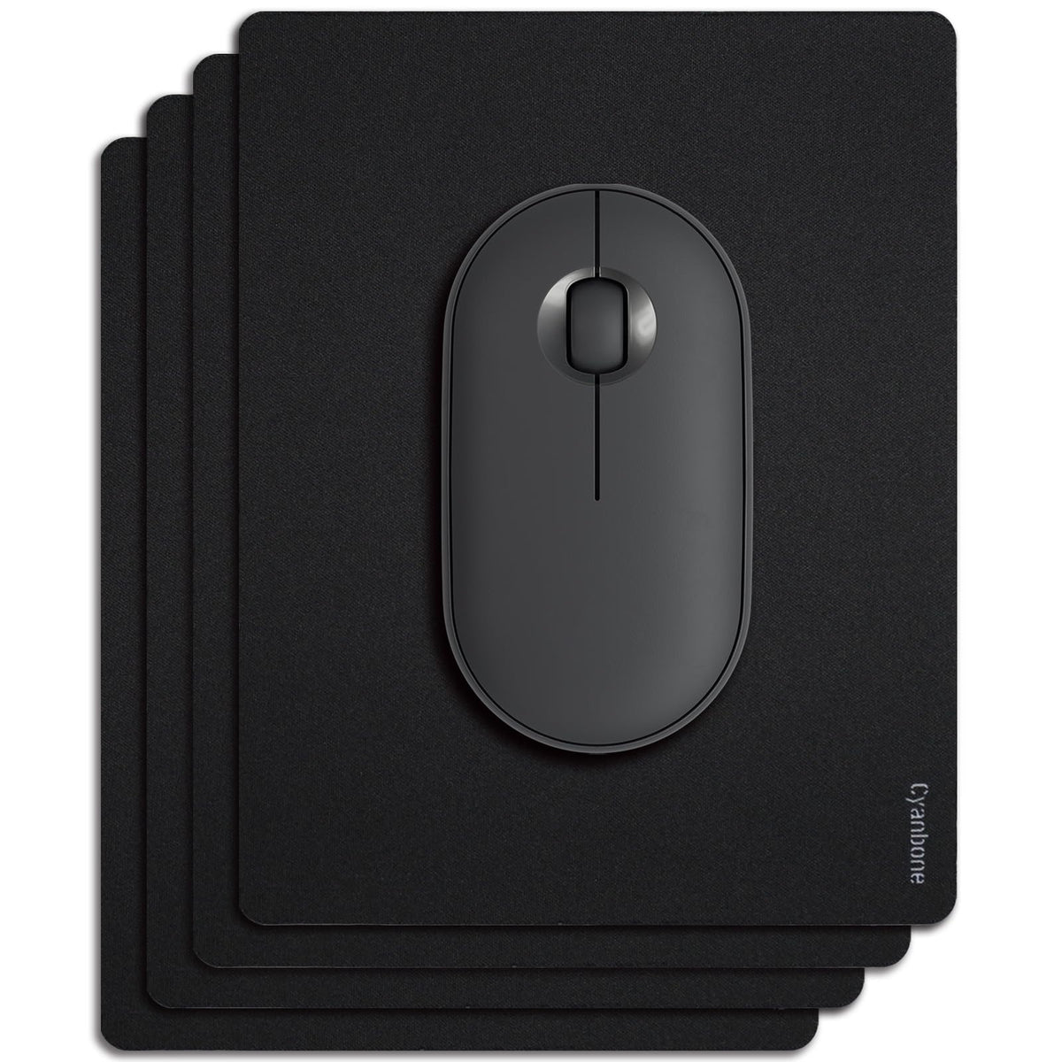 Cyanbone Mini Mouse Pad Small Size 4 Pack, Portable Mouse Pad For Laptop Waterproof, Cute Travel Mousepad Black With Non-Slip Ru