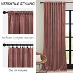 Ryb Home Dusty Pink Velvet Curtains 108 Inch, Room Darkening Window Curtains For Living Room Energy Efficient Backdrop Festival Decor For Girls Bedroom Dining Room, Wild Rose, W52 X L108 Inch, 2 Panel