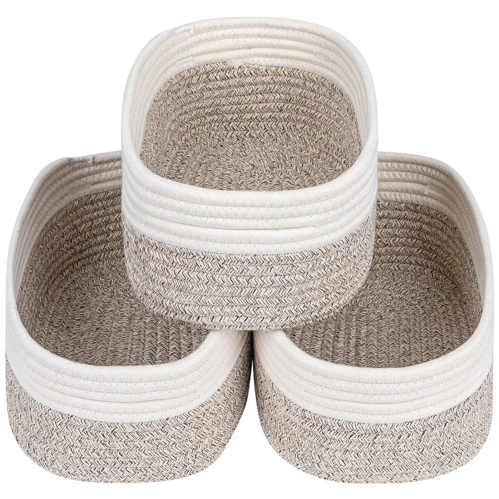 CubesLand Rope Woven Storage Baskets, Small Baby Nursery Organizer Basket, Rectangular Organization/Storage Bins, Closet Shelves
