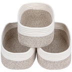 CubesLand Rope Woven Storage Baskets, Small Baby Nursery Organizer Basket, Rectangular Organization/Storage Bins, Closet Shelves