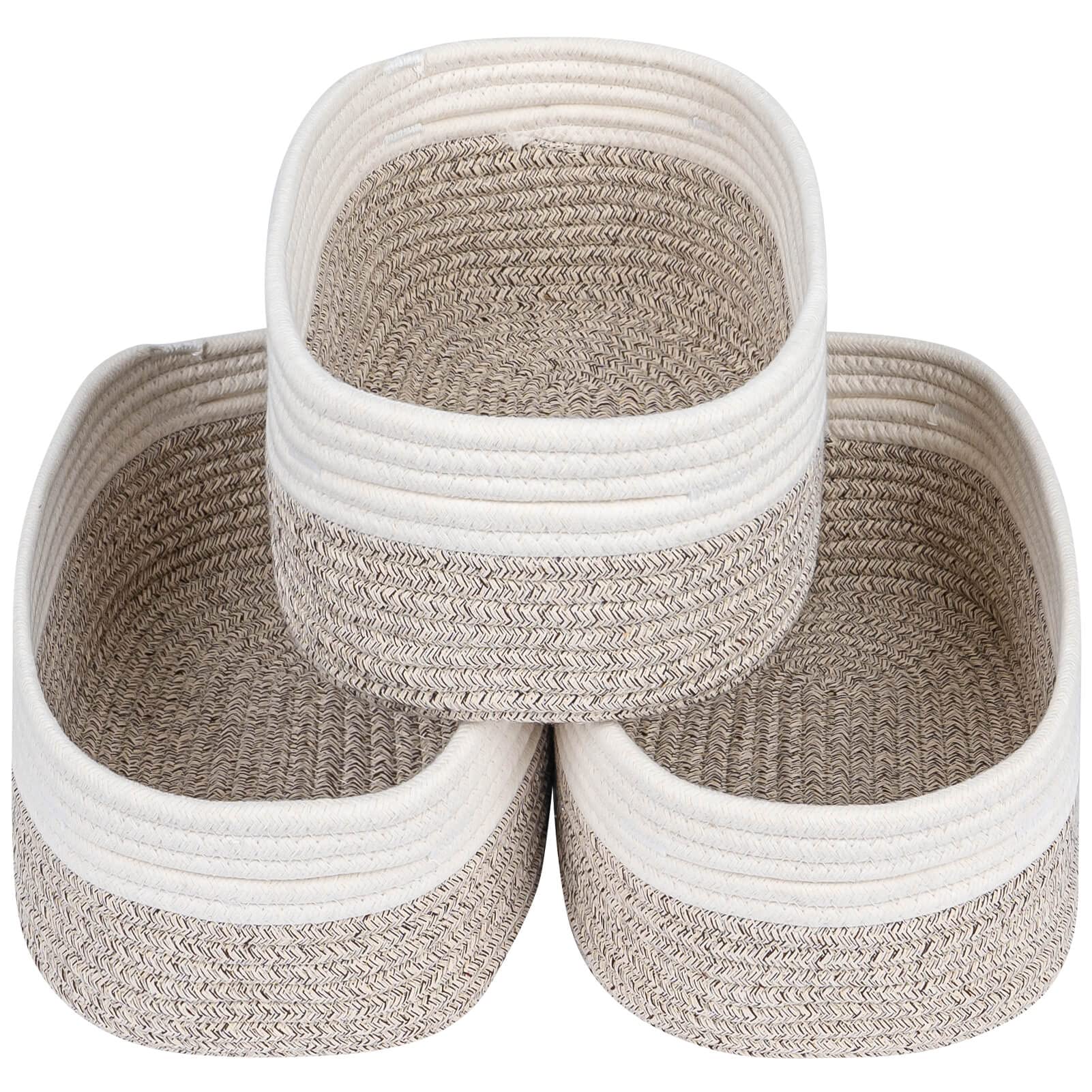 CubesLand Rope Woven Storage Baskets, Small Baby Nursery Organizer Basket, Rectangular Organization/Storage Bins, Closet Shelves