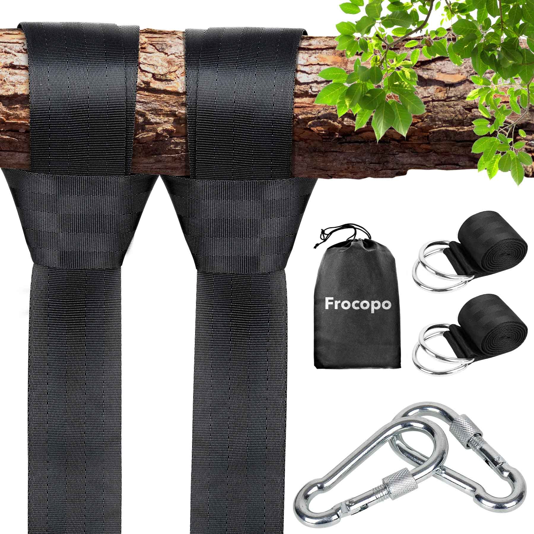 Frocopo Tree Swing Strap Hanging Kit, 5Ft Extra Long Tree Swing Straps Hold 2200Lbs, Premium Nylon Straps For Tree Branch With S