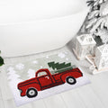 Gilbins Christmas Holiday Decor Square Pick Up Truck with Christmas Tree Water Absorbent Bathroom Vanity Bath Rug 20x30, 100% Co