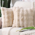 Madizz Pack Of 2 Thick Plush Wool Throw Pillow Covers 20X20 Inch Beige Soft Decorative Cushion Cover For Sofa Bedroom Pillow She