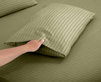 Royale Linen Striped Bed Sheet Set - Brushed Microfiber 1800 Bedding - 1 Fitted Sheet, 1 Flat Sheet, 1 Pillowcase - Wrinkle & Fa