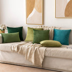 Miulee Velvet Soft Solid Decorative Square Throw Pillow Covers Set Cushion Case For Spring Sofa Bedroom Couch 12 X 20 Inch Moss Green