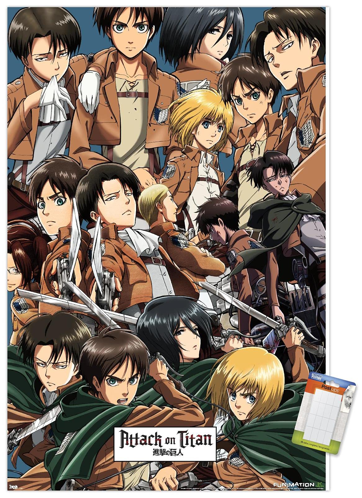 Trends International Attack on Titan - Collage Wall Poster, 22.375 x 34, Poster & Mount Bundle