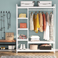 LITTLE TREE Free-standing Closet Organizer, Heavy Duty Clothes Closet, Portable Garment Rack with 6-tier Shelves and Hanging rod