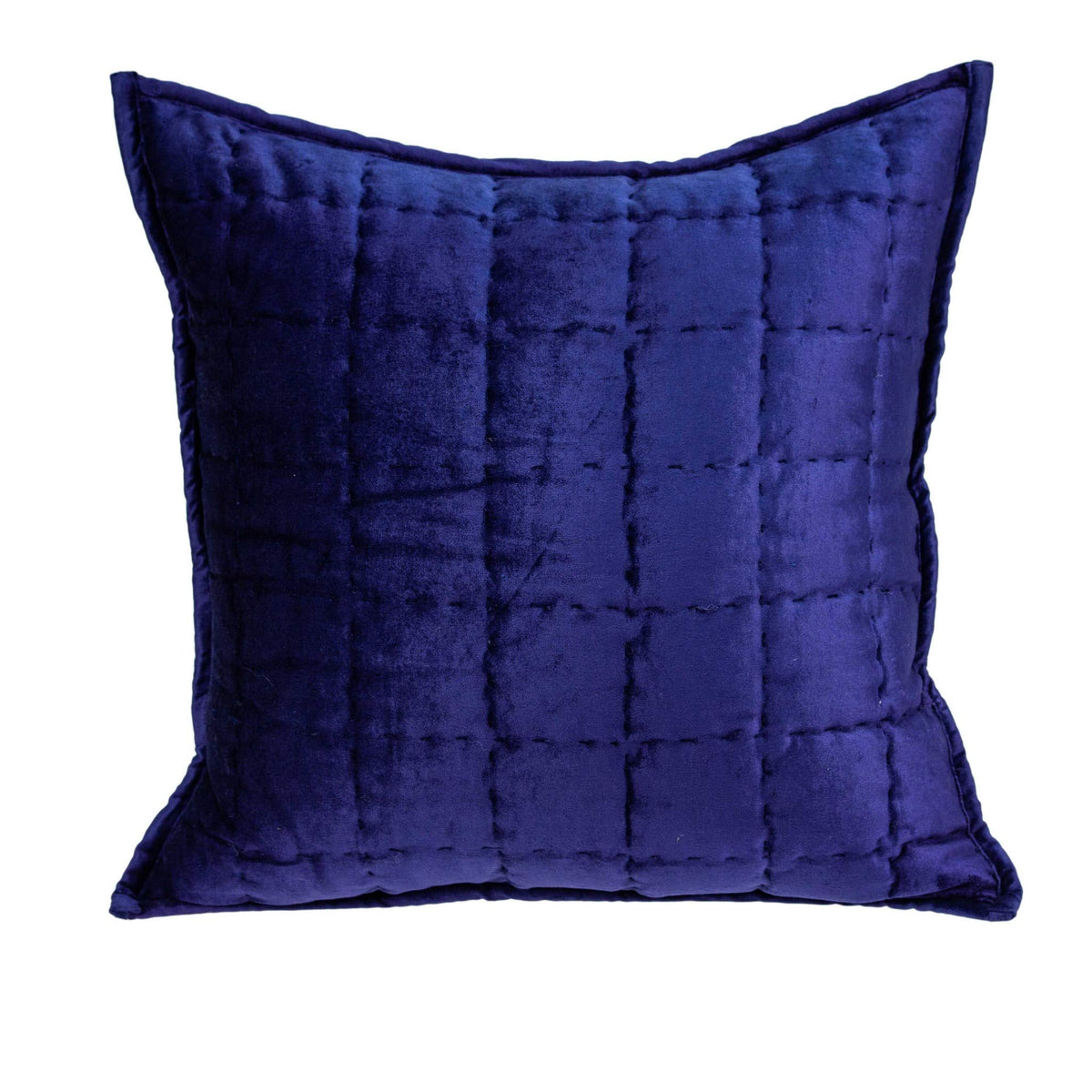 HomeRoots 50% Cotton, 50% Viscose 20' x 7' x 20' Transitional Royal Blue Quilted Pillow Cover with Poly Insert