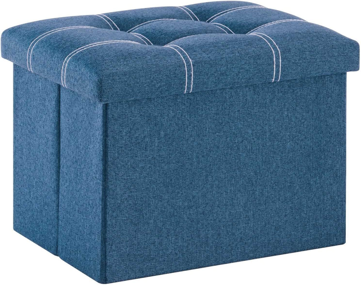 AAGNA Home Foldable Ottoman, Long Shoes Sofa Bench, Fabric Linen Footrest Stool for Laundry, Storage Space, End Bed Seat, Toys O
