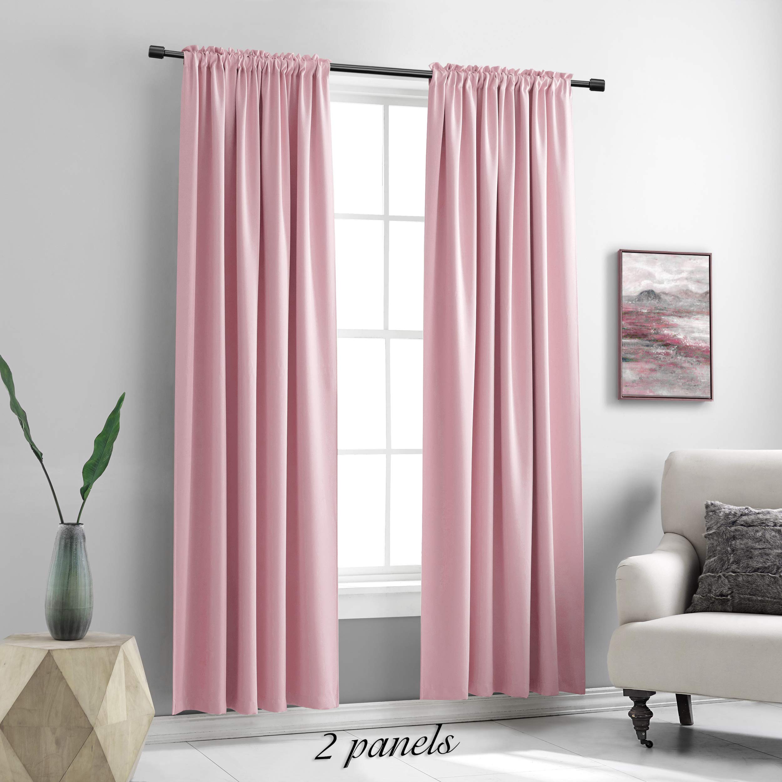 Donren Pink Blackout Drapes For Girls Room - Baby Home Decoration Privacy Protection Thermal Insulated Blackout Window Drapes With Rod Pocket (2 Panels,52 X 84 Inch)