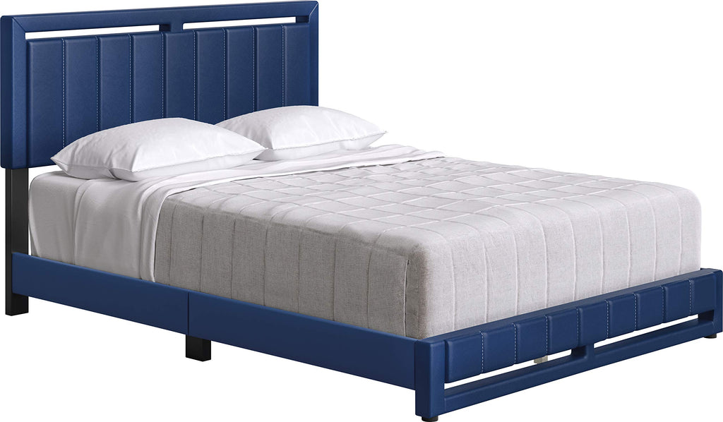 Boyd Sleep Beaumont Upholstered Platform Bed with Headboard, Mattress Foundation with Strong 14 Wood Slat Supports, No Box Spring Required, Black Faux Leather, Size Queen