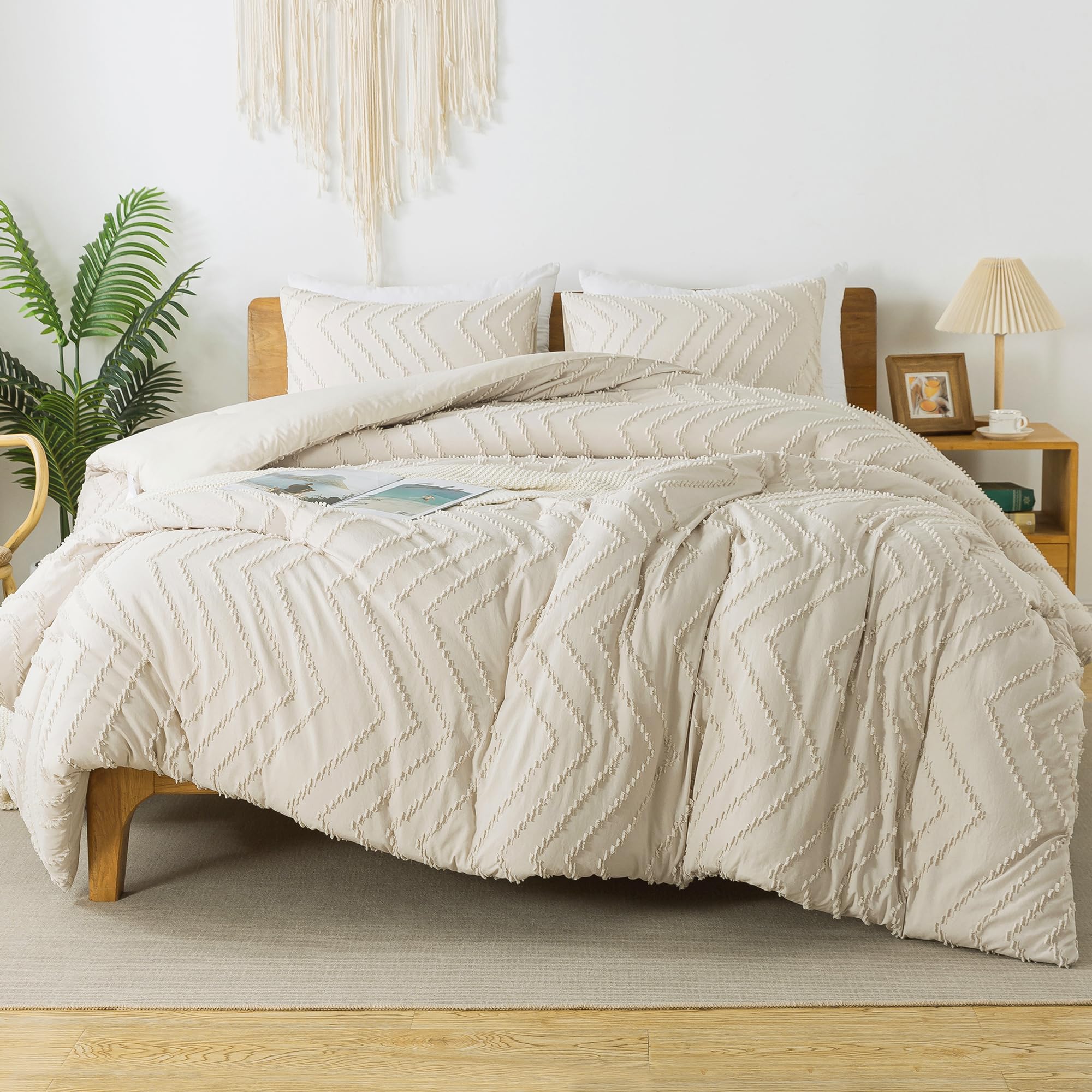 Litanika Grayish Teal Queen Size Comforter Set With Sheets - 7 Pieces Bed In A Bag Queen Boho Tufted Complete Beddding Sets With