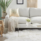 HomeRoots Rose Gold Velvet Cream Sequined Ombre Throw Pillow