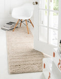 Rugs.com Soft Solid Shag Collection Runner Rug - 13 Ft Runner Oatmeal Beige Shag Rug Perfect for Hallways, Entryways