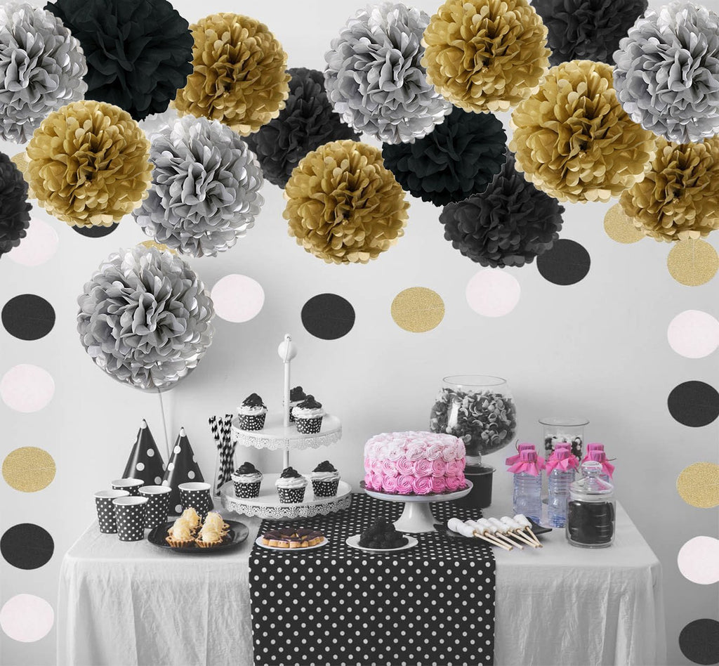 Tissue Paper Pom Poms, Recosis Paper Flower Ball For Birthday Party Wedding Baby Shower Bridal Shower Festival Decorations 18 Pc