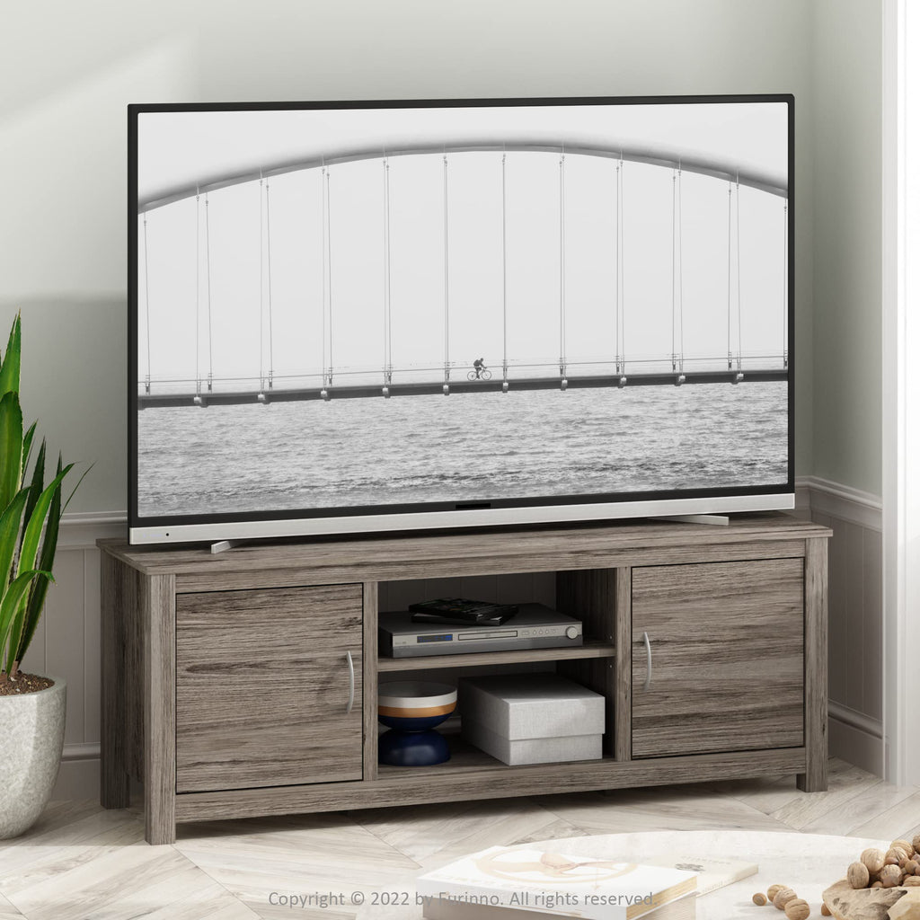 Furinno Classic Stand With Storage For Tv Up To 65 Inch, Rustic Oak, Large