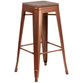 Flash Furniture 30 High Backless Copper Barstool with Square Wood Seat