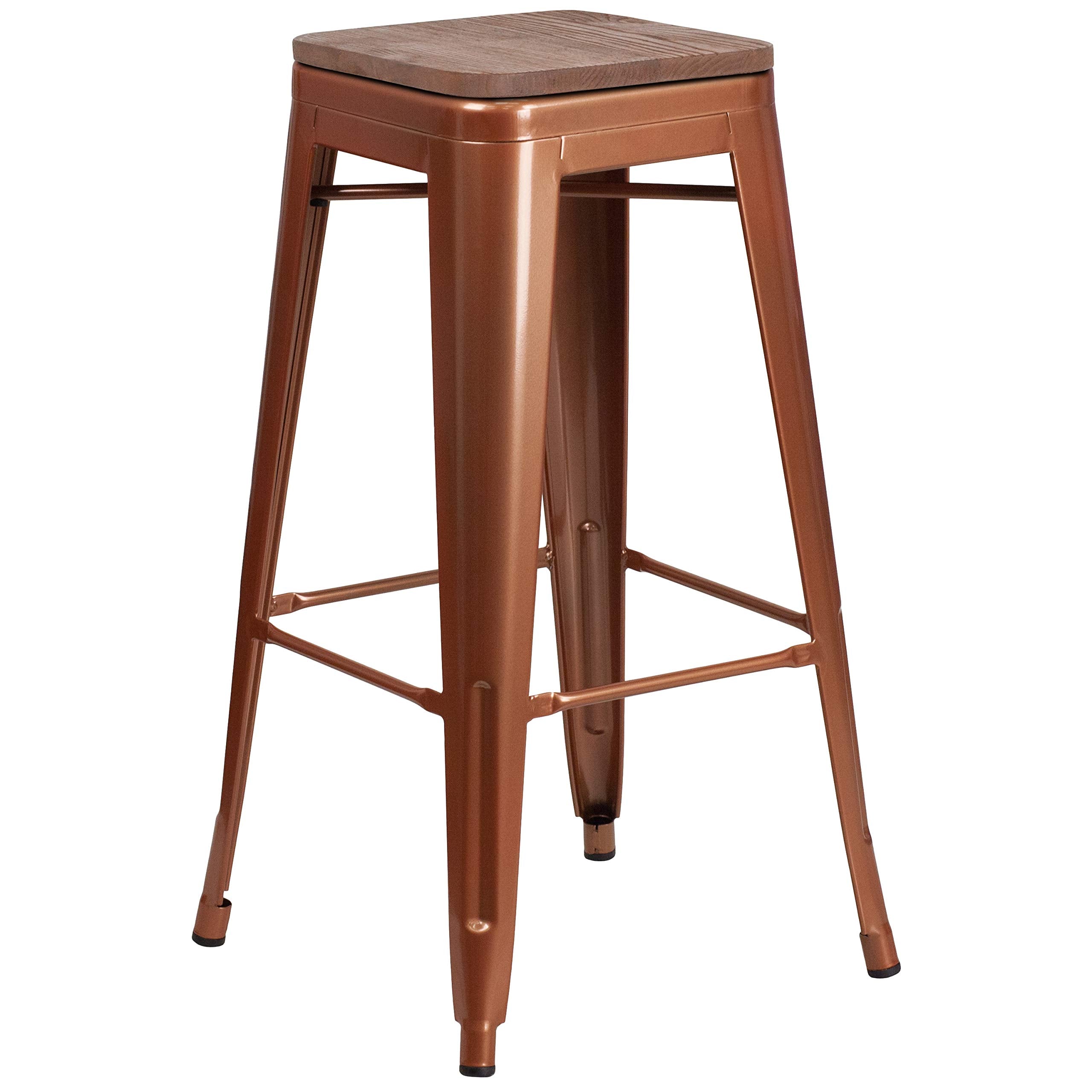 Flash Furniture 30 High Backless Copper Barstool with Square Wood Seat