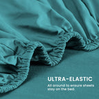 Sleep Zone Nanotex Super Soft Cooling King Bed Sheets Set 4 Piece - Easy Care Fitted Flat Sheet & Pillowcase Sets - Wrinkle Free, Fade Resistant, Deep Pocket 16' (Teal, King)