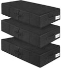 Under Bed Storage Container, 3 Pack Underbed Storage Bags With Lid, Foldable Sturdy Clothes Storage Organizer W/ 3 Handles, Ultr
