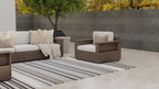 Mad Mats Geometric Outdoor Rug, Reversible Plastic Mat (5' X 8', Stripes - Cool Grey)