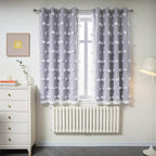Mysky Home Lilac Curtains For Girls Bedroom Kids Curtain 54 Inches Length White Pom Pom Sheer Small Window Curtains 2 Panels Double Layer Curtains Grommet Room Darkening Nursery Curtains, W52 X L54