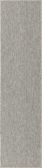 Unique Loom Collection Casual Transitional Solid Heathered Indoor/Outdoor Flatweave Area Rug (2' x 8' Runner, Light Gray/Ivory)
