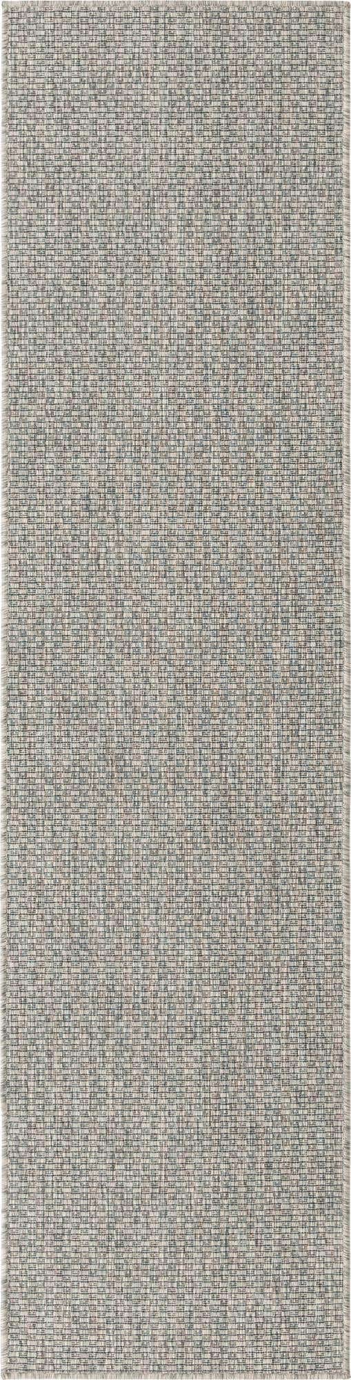 Unique Loom Collection Casual Transitional Solid Heathered Indoor/Outdoor Flatweave Area Rug (2' x 8' Runner, Light Gray/Ivory)