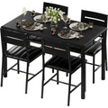 IRONCK Dining Table Set for 4, Wood Kitchen Table with Upholstered Chairs for Kitchen & Dining Room, Compact Dining Set for Smal