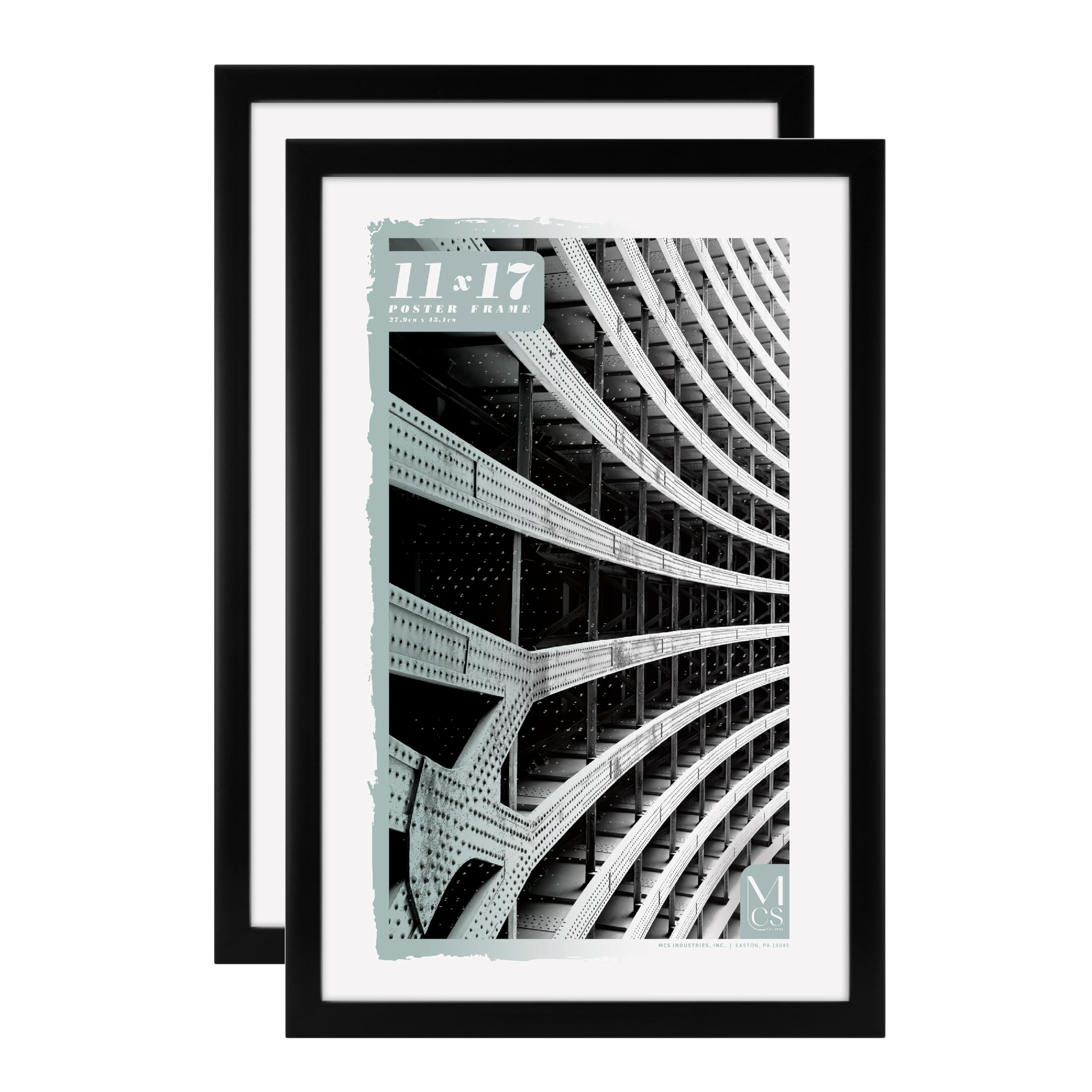 MCS Gallery Foundation Poster Frame, Picture Frame For Wall Art, Black, 11 x 17 Inch, 2-pack
