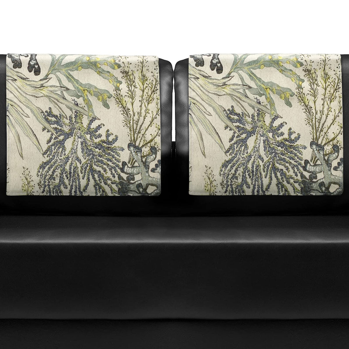 Breling Green Print Linen Elastic Recliner Chair Headrest Covers with Water Resistant Feature (2 Pieces)