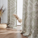 Jinchan Linen Textured Curtains For Living Room Darkening 72 Inch Length, Medallion Drapes For Bedroom, Damask Pattern Window Treatments Vintage Curtain Panels, 2 Panels Sage Green On Greige
