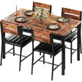IRONCK Dining Table Set for 4, Wood Kitchen Table with Upholstered Chairs for Kitchen Room and Small Spaces (Rustic Brown)