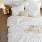Bedsure Bed In A Bag Queen - Queen Comforter Set 7 Pieces Plaid Seersucker Bedding Set, Soft Lightweight Down Alternative Comfor