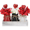 Valentines Day Decor, Valentines Mason Jar Centerpiece for Table with Wood Tray, Black Painted Decorative Mason Jars for Valenti