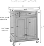 Crosley Furniture Compact Stone Top Small Rolling Cart With Shelves, Microwave Stand With Towel Rack, White