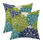 CXMEIFLY Navy Blue Sage Green Teal Pillow Covers 18x18 Inch Set of 2 Dahlia Floral Decor Throw Pillows Summer Modern Geometry Fl