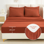 Litanika Burnt Orange Comforter Full Size Set - 7 Pieces Terracotta Bed In A Bag Full Beddding Comforter Sets, Plain Lightweight