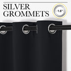Nicetown Halloween Bathroom Blackout Curtains And Drapes, Black Solid Thermal Insulated Grommet Blackout Drapery Panels For Wind