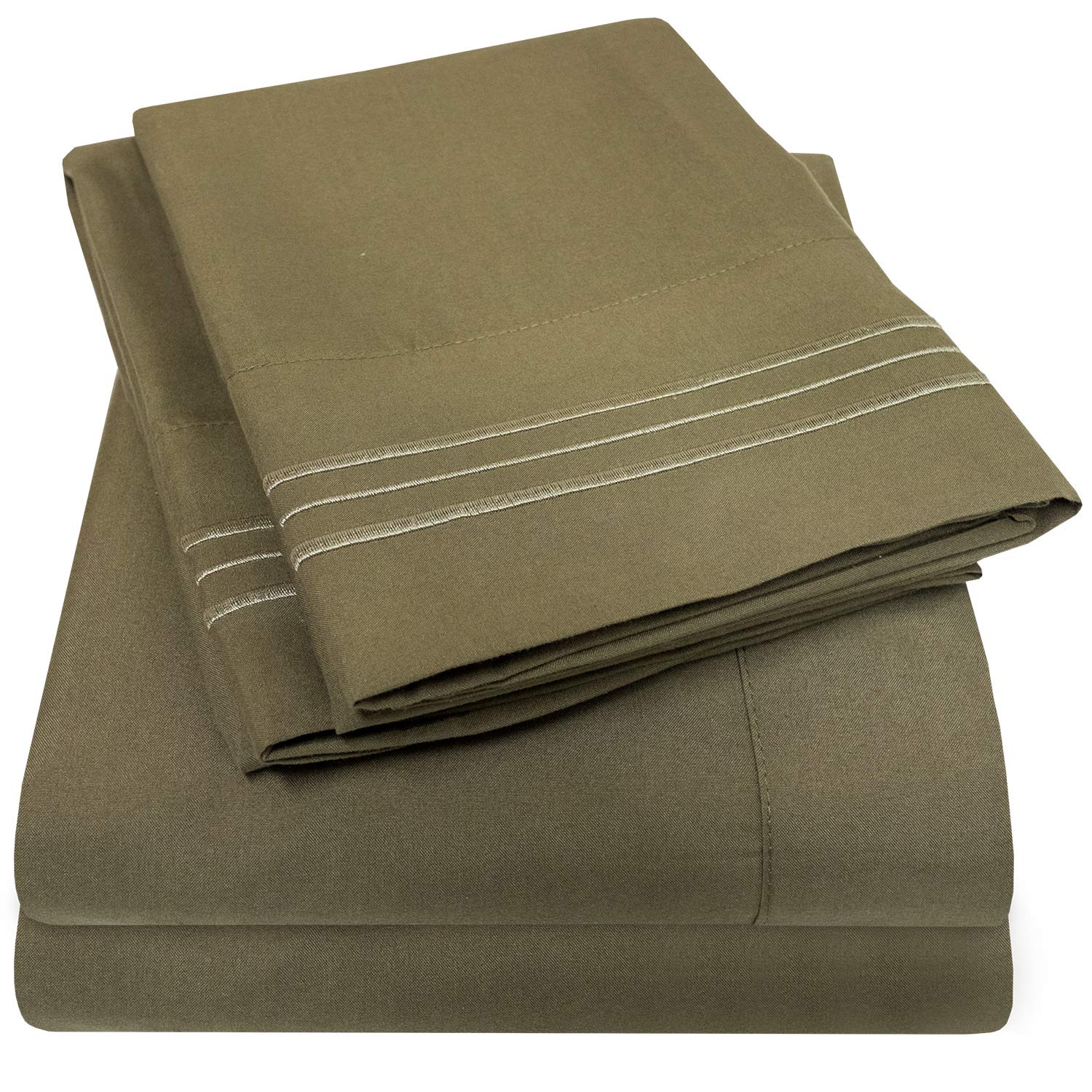 1500 Supreme Collection California King Sheet Sets Olive Green - Luxury Hotel Bed Sheets And Pillowcase Set For California King