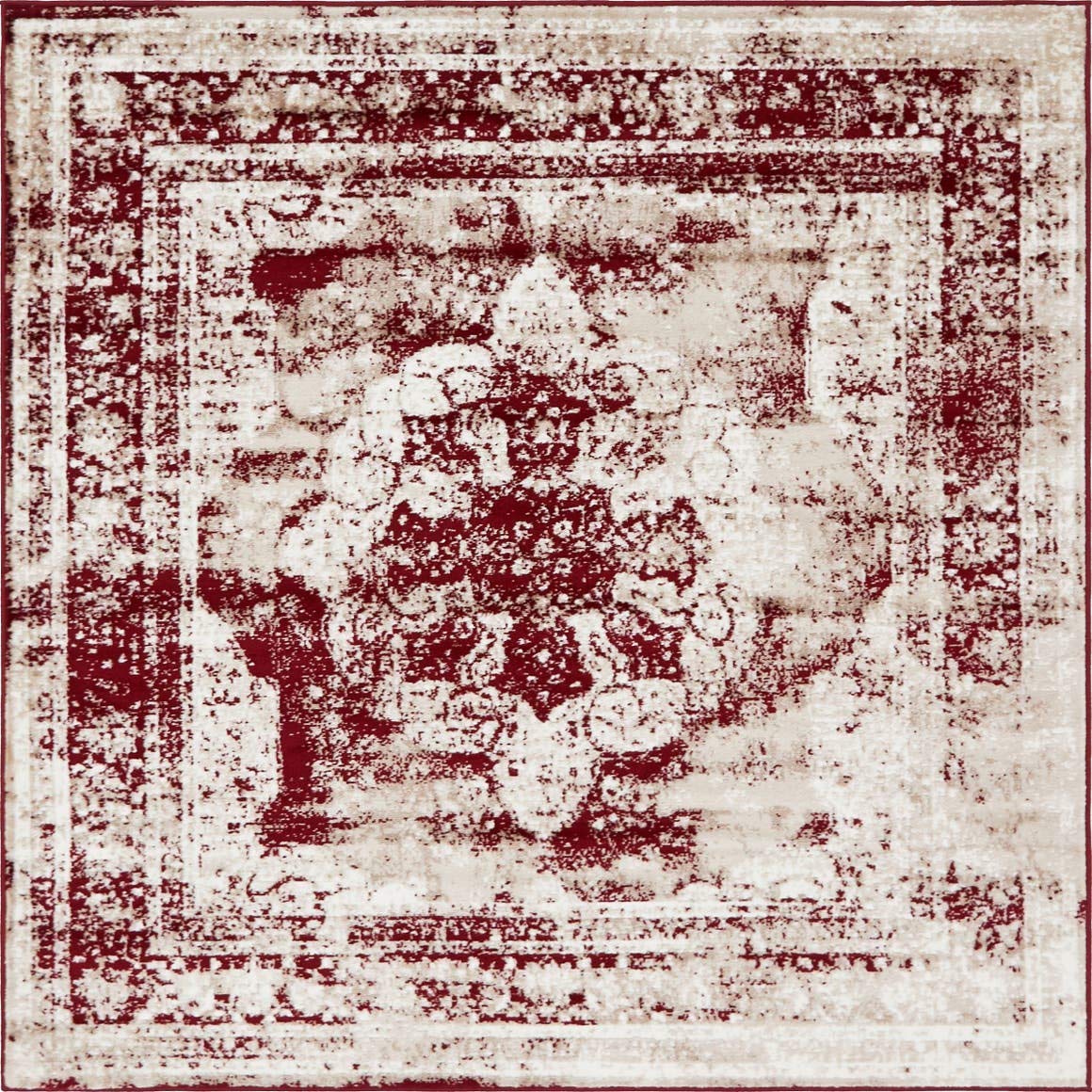 Unique Loom Sofia Collection Area Rug - Salle Garnier (6 1 Square Burgundy/Ivory)