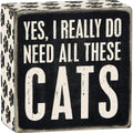 Primitives by Kathy Word Box Sign, 4 Square, Yes, Cats