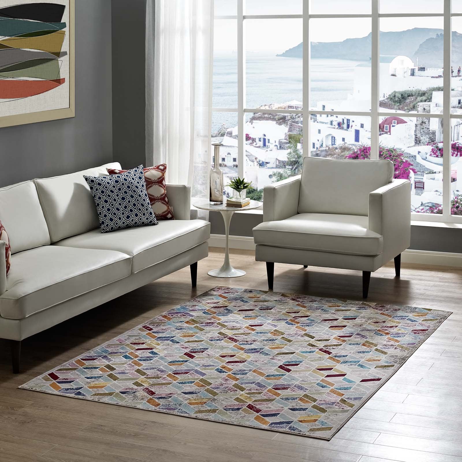 Modway Laleh Colorful Geometric Mosaic 4X6 Area Rug
